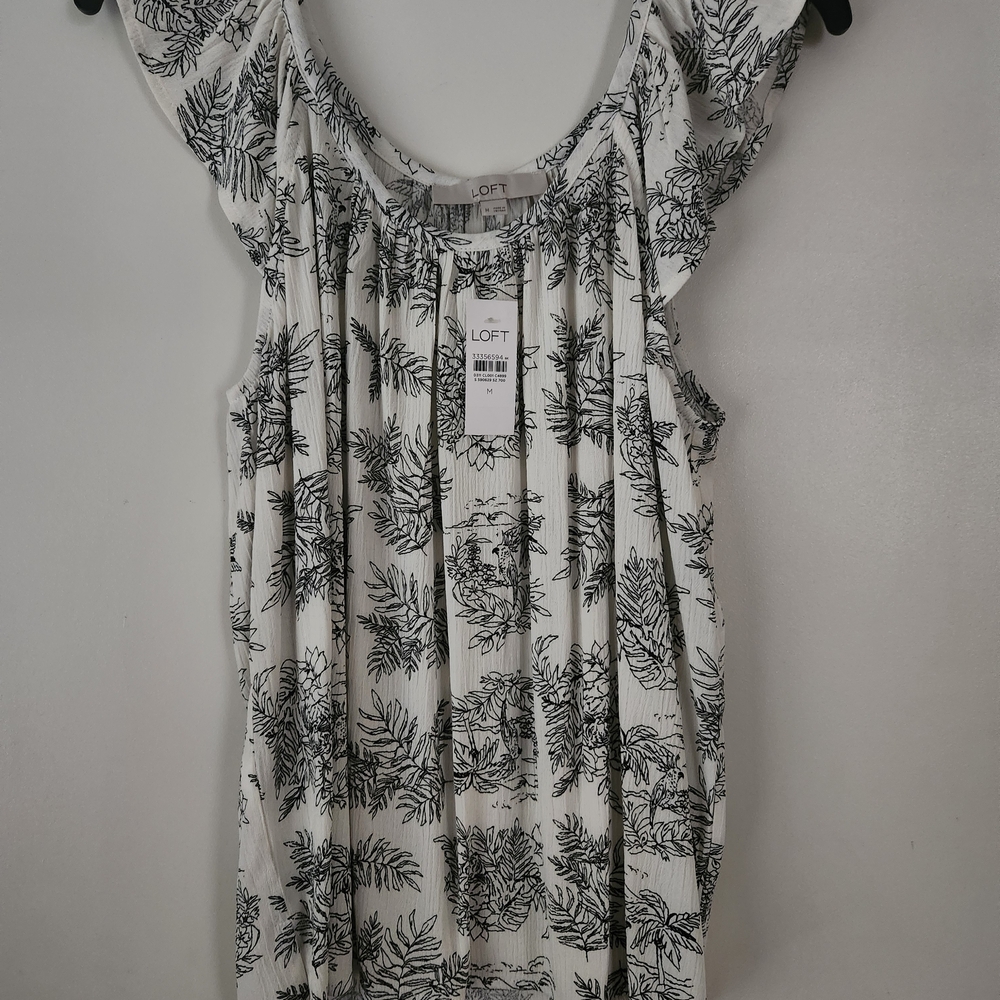 LOFT Monochrome Floral Blouse